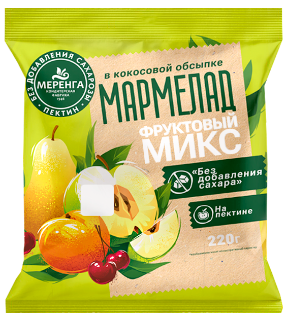  Меренга Мармелад без сахара в кокосовой обсыпке Фруктовый микс, 220г   в Находке