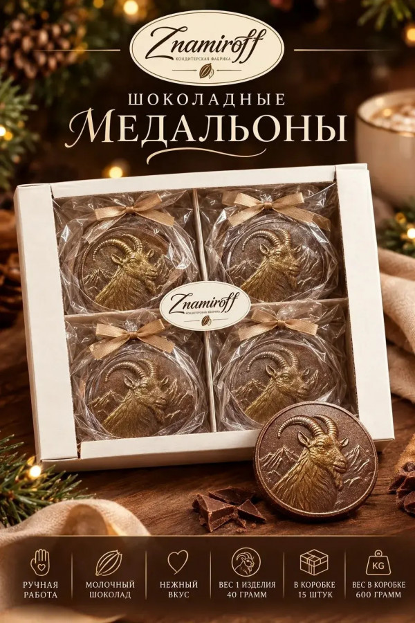 №1 Фигурный шоколад Медальоны Козлики(15шт по 40г) в Находке